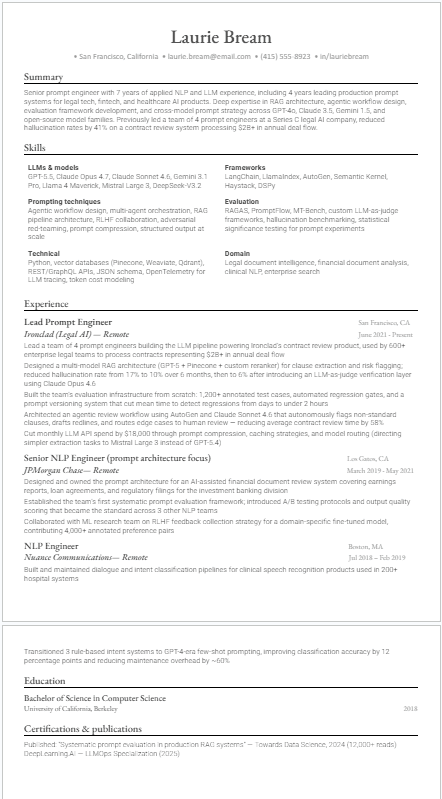 Senior Prompt Engineer Resume