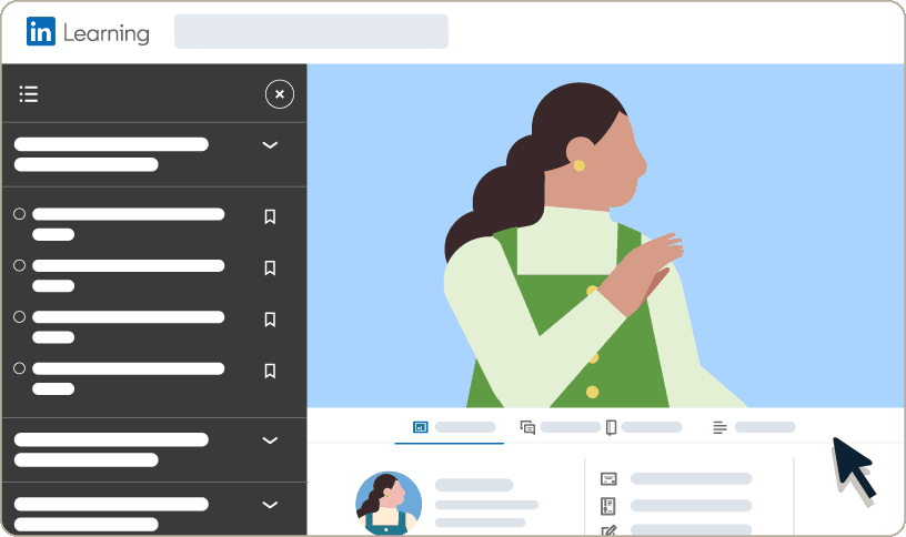 Graphic showing LinkedIn Learning interface