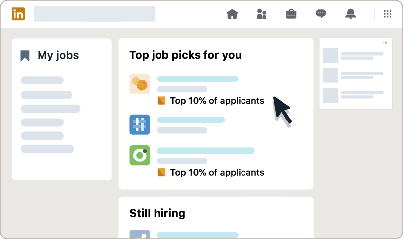 Graphic showing LinkedIn Premium's insight on whether someone is a top 10% applicant
