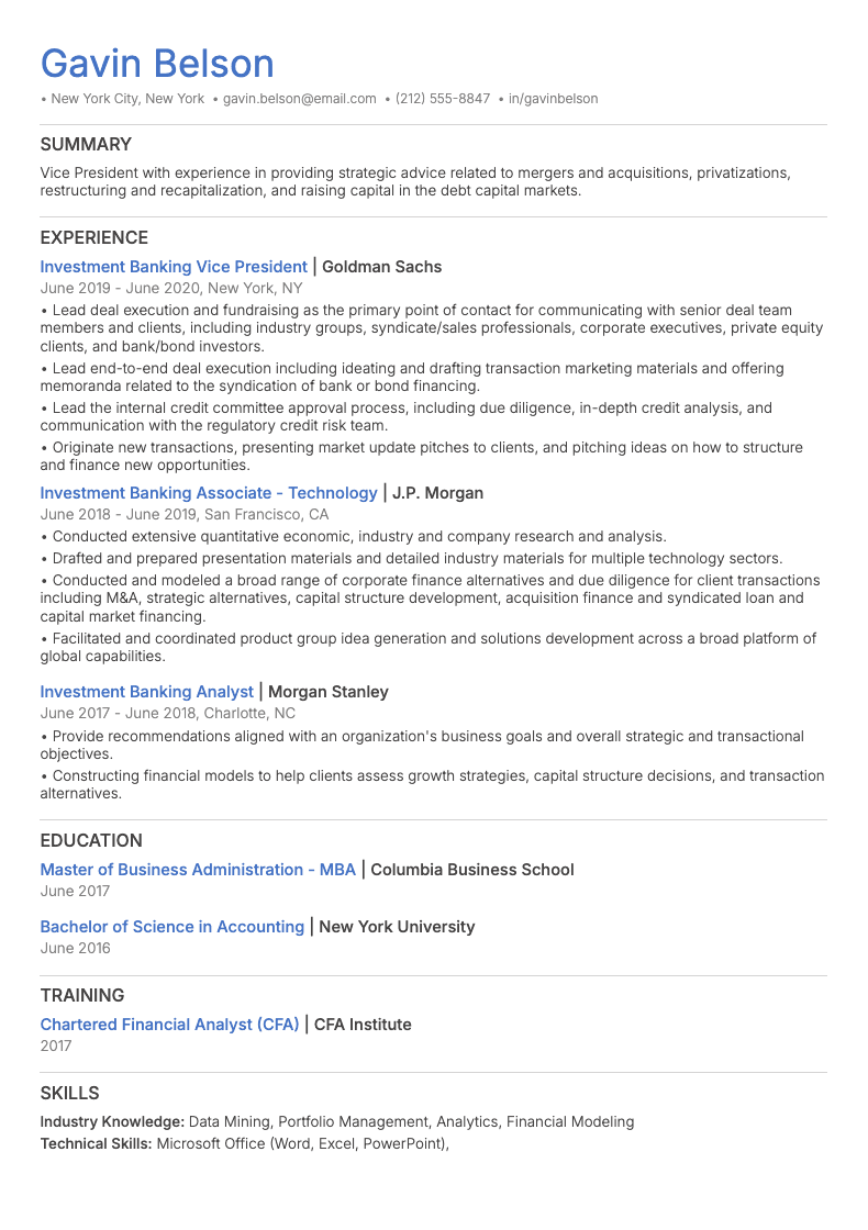 Image of an ATS-friendly modern resume template with header