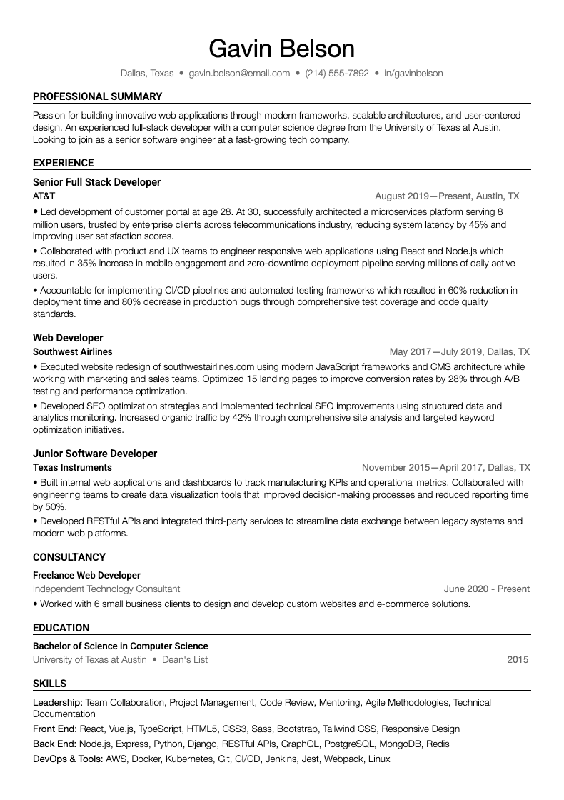 Image showing an ATS-friendly simple resume template with header