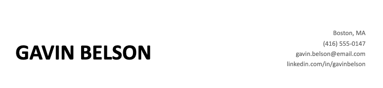 Image showing a modern, 2-column resume header