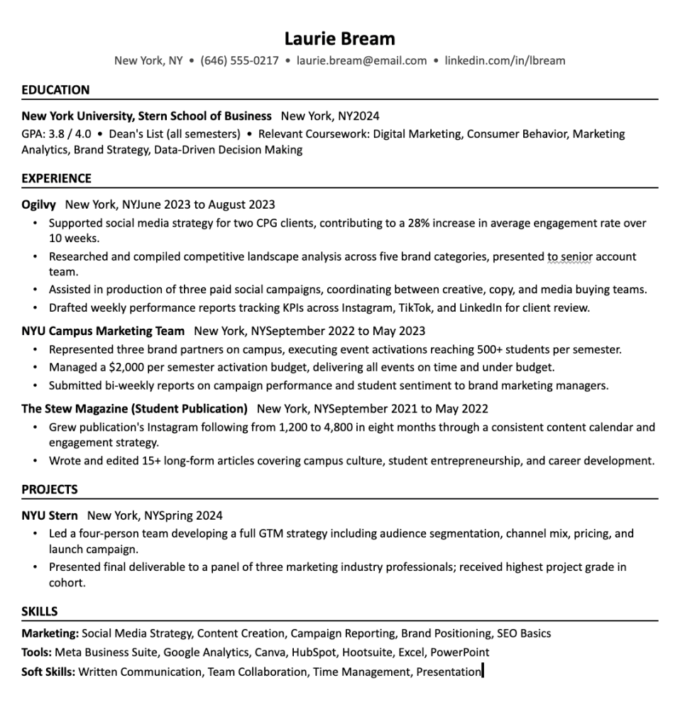 Recent Graduate Resume Template