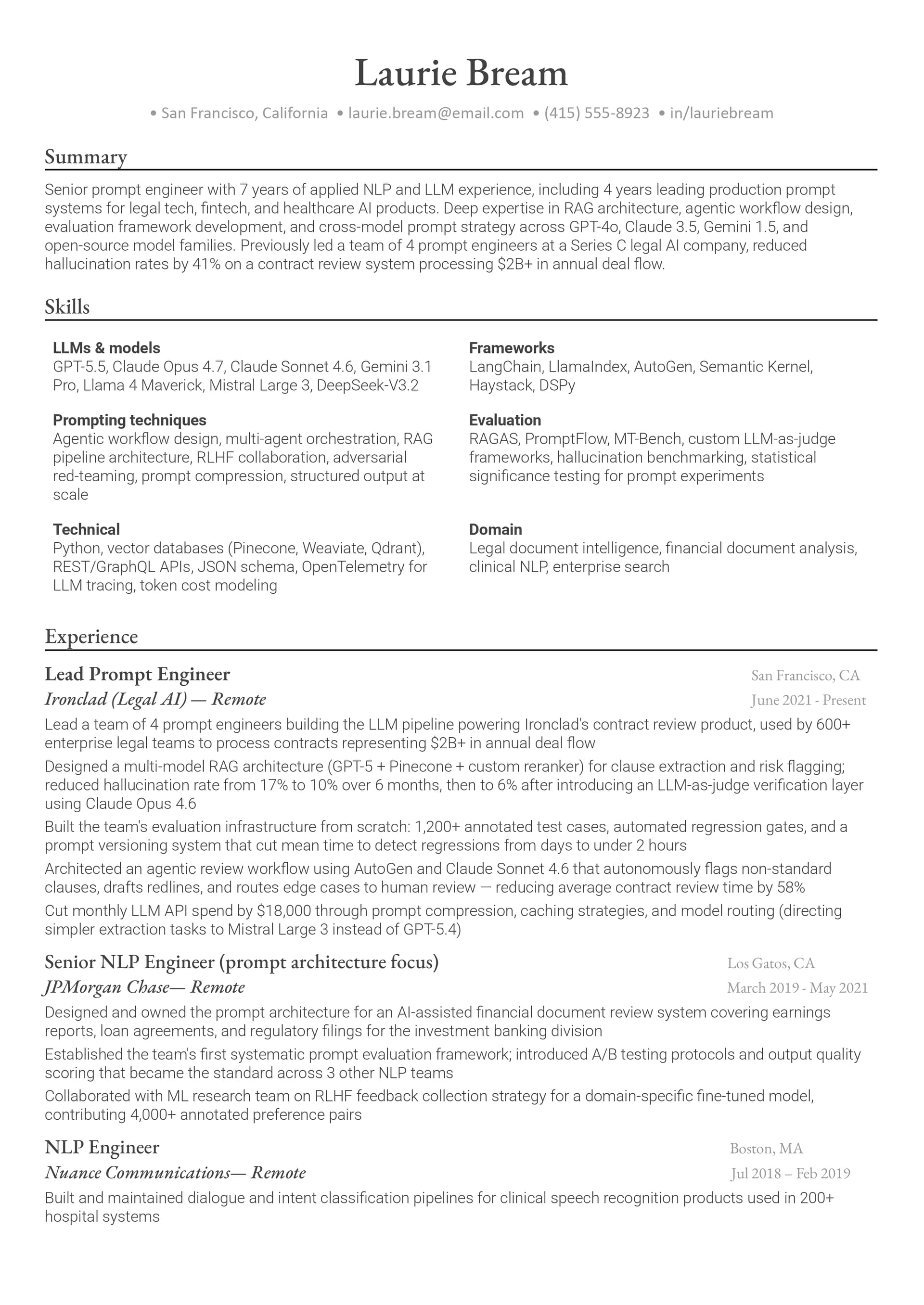 Senior Prompt Engineer Resume