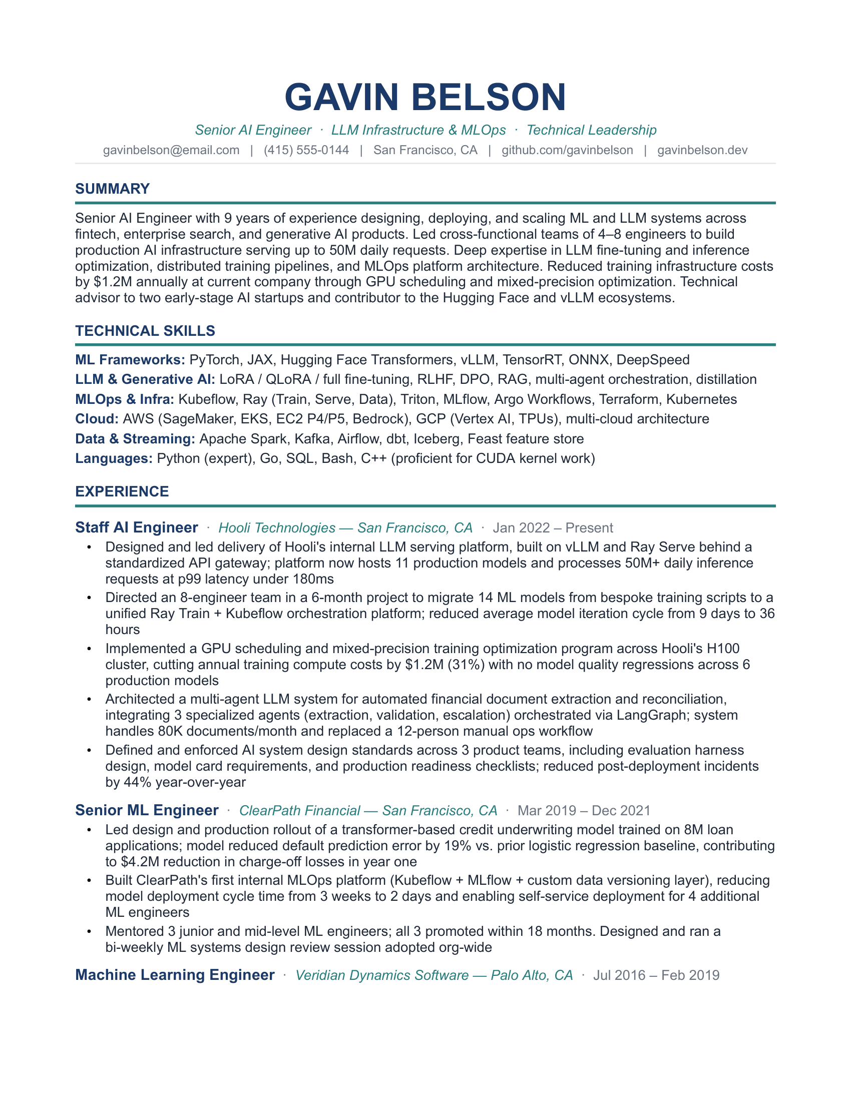 Senior AI Engineer Resume