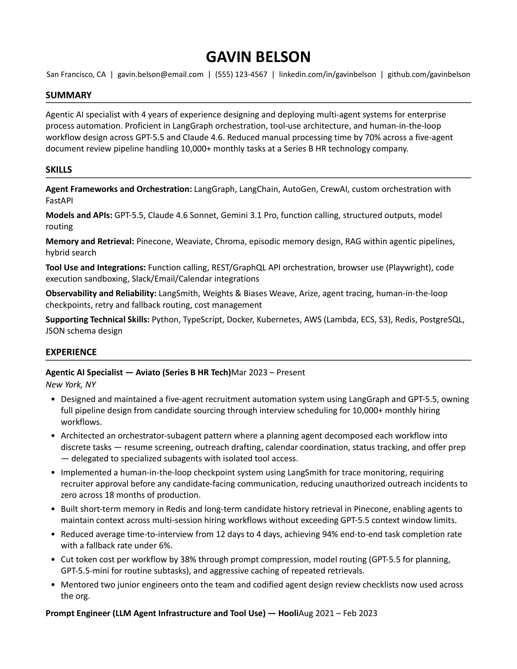 A Mid-level Agentic AI Specialist Resume
