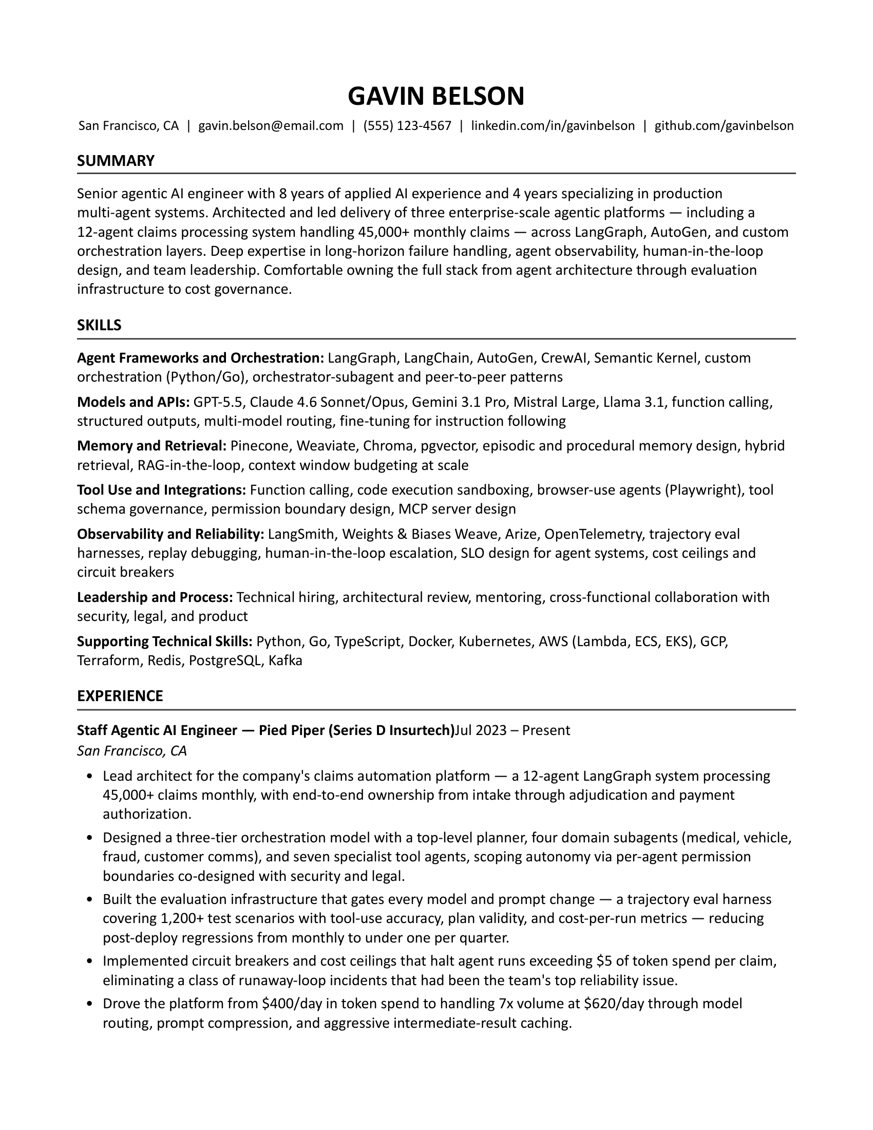 A Senior Agentic AI Specialist Resume