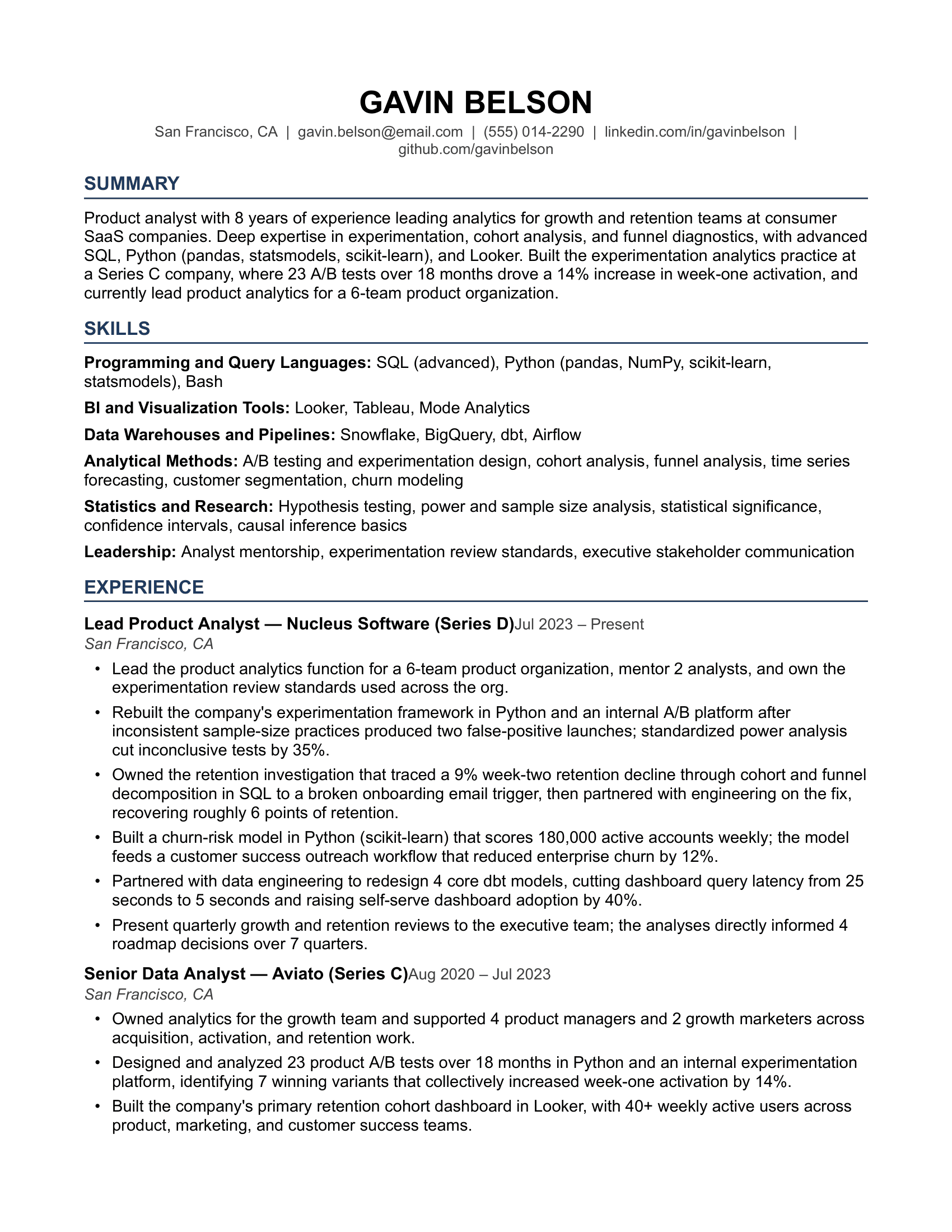 Senior Level Data Analyst Resume