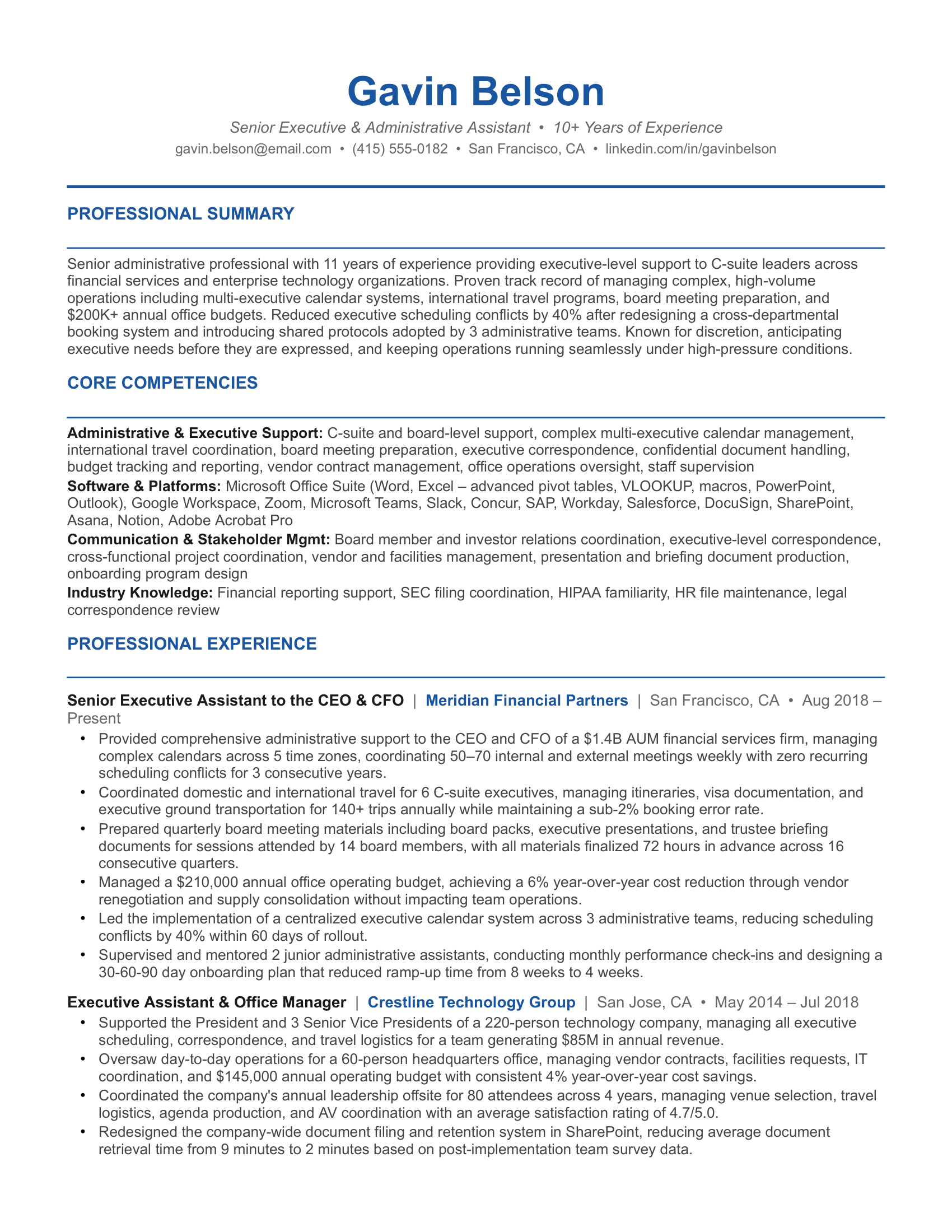 Senior-Level Administrative Assistant Resume Template