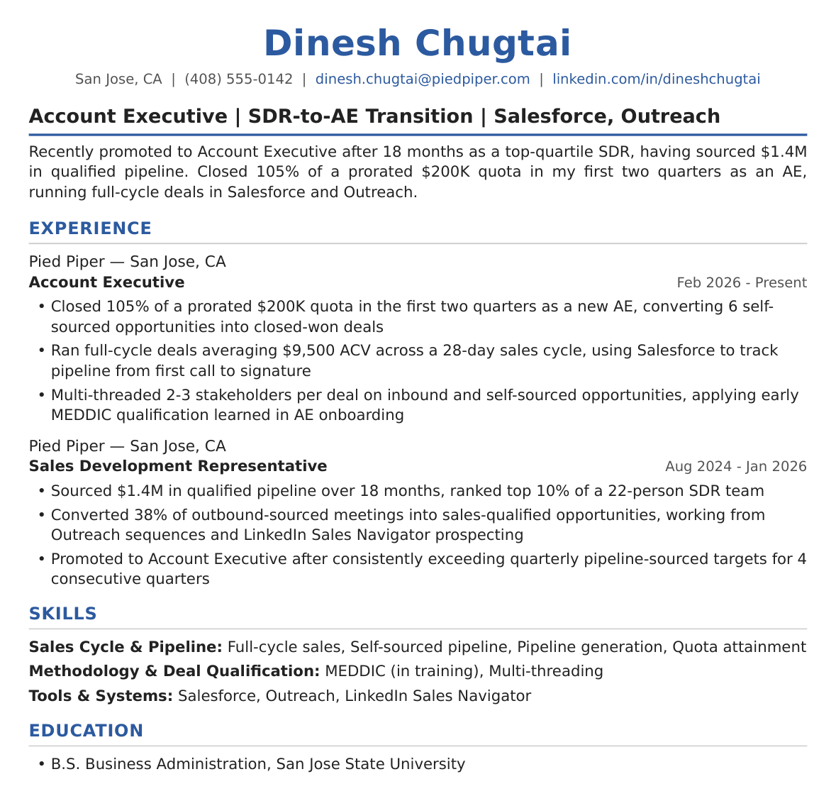 Entry-Level Account Executive Resume Example