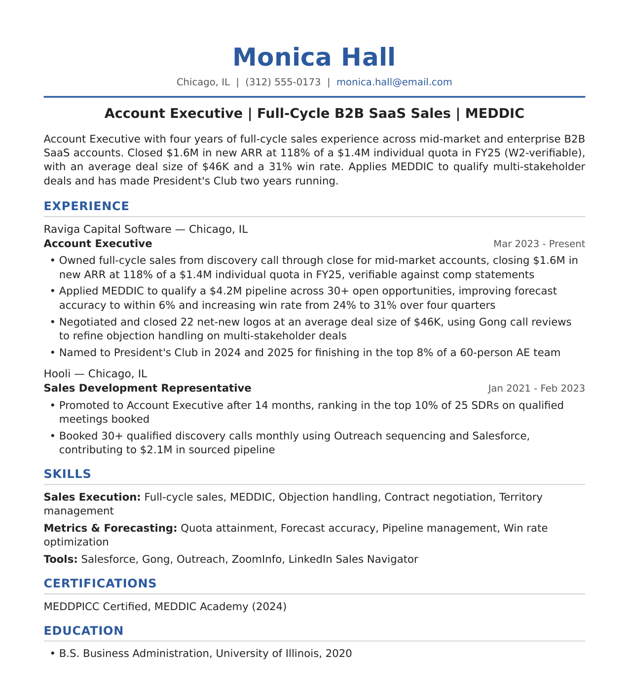 Account Executive Resume Example