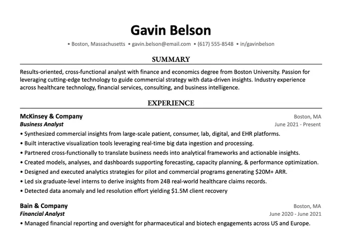 Business & Strategy Resume Template example, Word template version