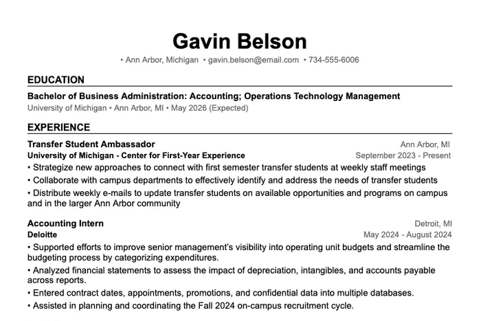By Career Stage example, High School Student version