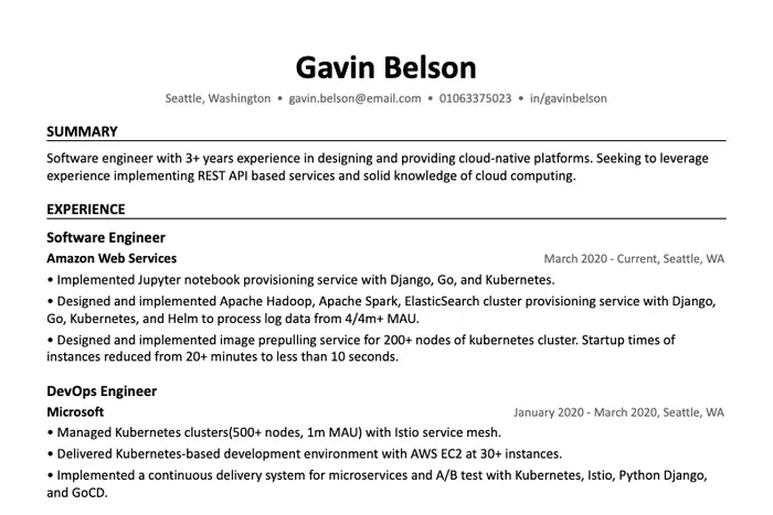 Engineering Resume Template example, Word template version